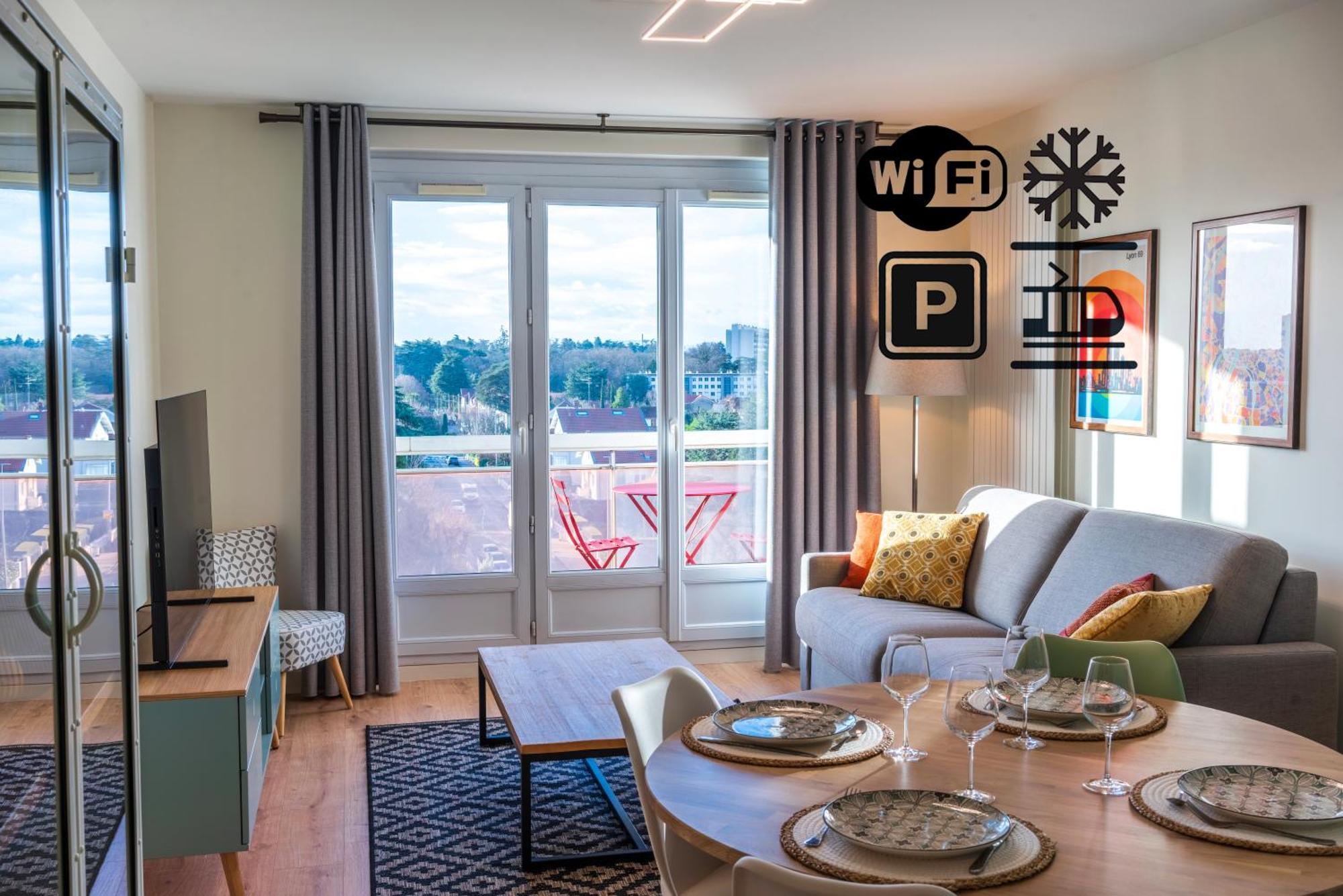 T2 De Standing Climatise Avec Parking Prive, Tram T2 T5, Hopitaux Est Apartamento Bron Exterior foto